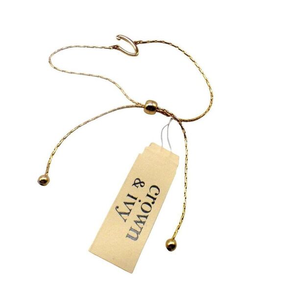 Crown & Ivy Initial "V" Chain Gold Tone Slide Bracelet - Picture 1 of 4